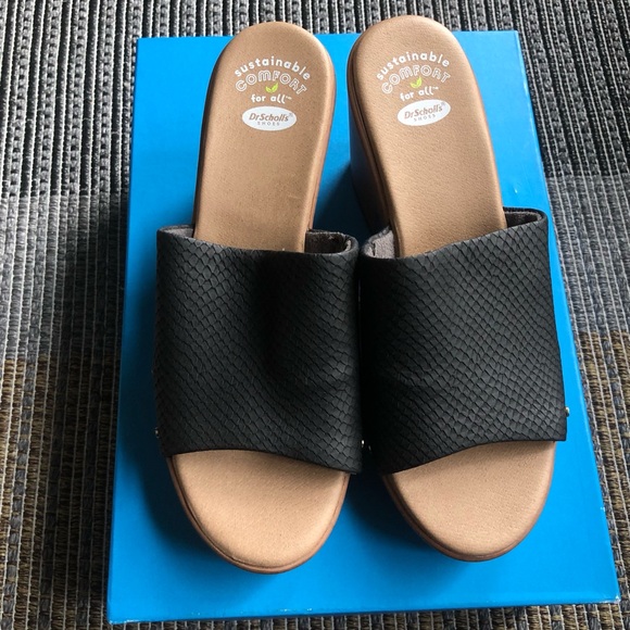 New Dr Scholls Wake Up Sandals platforms slides clogs black tan light shoes 7.5 - Picture 7 of 16